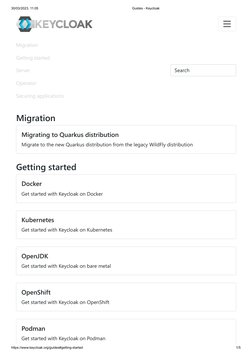 (https://www.keycloak.org/)30/03/2023, 11:05
Guides - Keycloak
https://www.keycloak.org/guides#getting-started
1/5
Migration