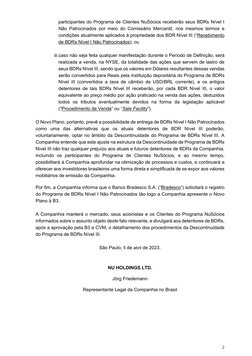 JUR_SP - 44996549v7 - 10550005.496337–  
 
 
 
2 
participantes do Programa de Clientes NuSócios receberão seus BDRs Nível
