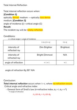 Total Internal Reflection Explained | PDF | Reflection (Physics) | Mirror