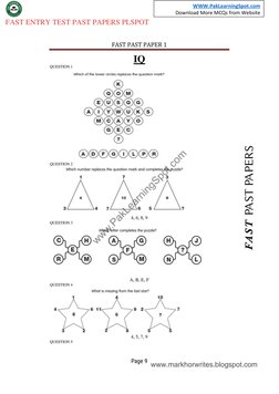 WWW.PakLearningSpot.com  (http://www.paklearningspot.com/)
Download More MCQs from Website 
FAST ENTRY TEST PAST PAPERS P