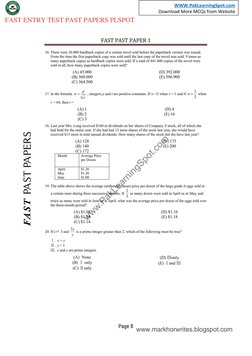 WWW.PakLearningSpot.com  (http://www.paklearningspot.com/)
Download More MCQs from Website 
FAST ENTRY TEST PAST PAPERS P