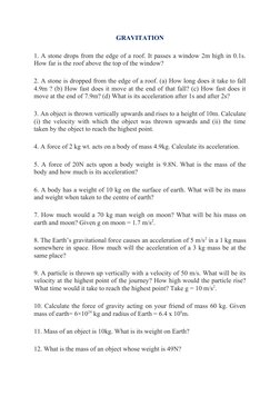 Class 9 Gravitation Numerical Problems | PDF | Science & Mathematics