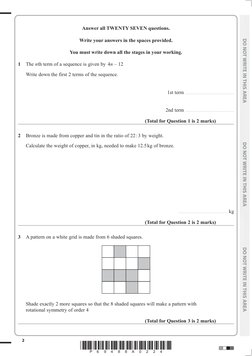 *P69488A0224*
2
	
 
 
Answer all TWENTY SEVEN questions.
Write your answers in the spaces provided.
You must write down