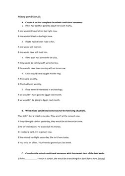Mixed Conditionals Exercises Worksheet | PDF