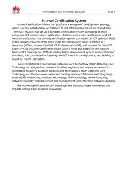 HCIP-Datacom-Core Technology Lab Guide
Page 1
Huawei Certification System
Huawei Certification follows the "platform