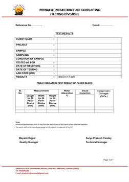 PINNACLE INFRASTRUCTURE CONSULTING
(TESTING DIVISION)
Reference No…………..
