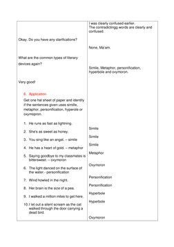 Grade 9 English Lesson Plan: Literary Devices | PDF | Metaphor ...