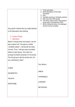 Grade 9 English Lesson Plan: Literary Devices | PDF | Metaphor ...
