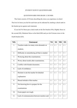 Academic Stress Survey for Grade 12 Students | PDF