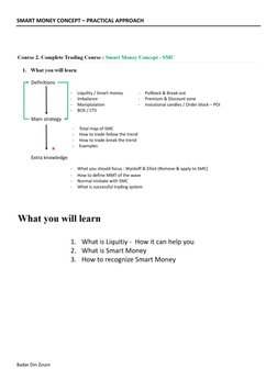 Badar Din Zounr 
 
SMART MONEY CONCEPT – PRACTICAL APPROACH 
 
 
 
 
 
