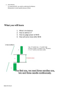 Badar Din Zounr 
 
2. Smart Money 
To understand SM , you need to understand Im-Balance 
Manipulation to take liquidity becau