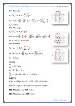 DESIGN OF STEEL STRUCTURES.
 
......
..............................
..........................
 Tension Members 
 
22
 
 
Mar