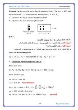 DESIGN OF STEEL STRUCTURES.
 
......
..............................
..........................
 Tension Members 
 
23
 
 
Mar