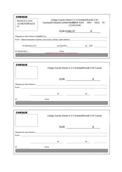 CHEQUE
EUR 6.695,37                       €
Páguese por este cheque a CHARRO S.A.
Euros    Seismil seiscentos noventa y cinc