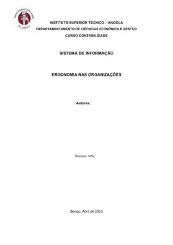 INSTITUTO SUPERIOR TÉCNICO – ANGOLA
DEPARTAMENTAMENTO DE CIÊCNCIAS ECONÔMICA E GESTÃO 
CURSO CONTABILIDADE 
SISTEMA DE INFORM