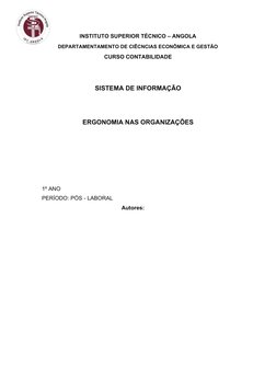 INSTITUTO SUPERIOR TÉCNICO – ANGOLA
DEPARTAMENTAMENTO DE CIÊCNCIAS ECONÔMICA E GESTÃO 
CURSO CONTABILIDADE 
SISTEMA DE INFORM