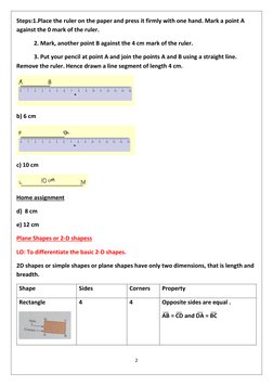2 
 
Steps:1.Place the ruler on the paper and press it firmly with one hand. Mark a point A 
against the 0 mark of the ruler.