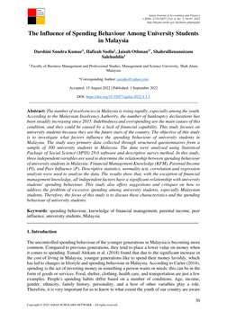 Asian Journal of Accounting and Finance 
e-ISSN: 2710-5857 | Vol. 4, No. 3, 30-43, 2022 
http://myjms.mohe.gov.my/index.php/