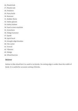 Essential Construction Tools List with Images | PDF | Concrete | Masonry