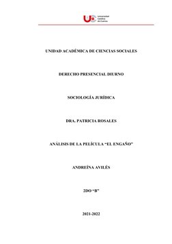 UNIDAD ACADÉMICA DE CIENCIAS SOCIALES
DERECHO PRESENCIAL DIURNO
SOCIOLOGÍA JURÍDICA
DRA. PATRICIA ROSALES
ANÁLISIS DE LA PE