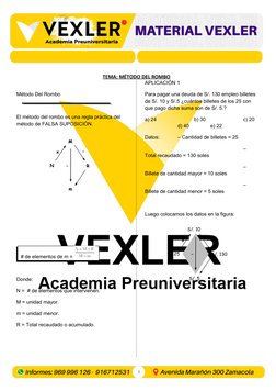 Curso: Razonamiento Matemático
Prof: Sebastian Llerena Ruelas
TEMA: MÉTODO DEL ROMBO
Método Del Rombo
El método del rombo es