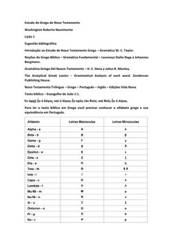 Estudo do Grego do Novo Testamento  
Washington Roberto Nascimento 
Lição 1 
Sugestão bibliográfica 
Introdução ao Estudo do