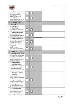 UPMREB FORM 2(C)2012:  STUDY PROTOCOL ASSESSMENT FORM 
13/03/2012 
 
Page 2 of 4 
 
Review of criteria precision both for