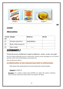 10 
 
                  
 
 
 
                                   
Oil 
sample 
Observation;- 
 
EXPERIMENT-2 
To detect th