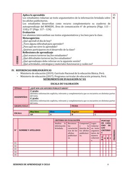 CIERRE
Aplica lo aprendido
Los estudiantes redactan un texto argumentativo de la información brindada sobre
los afiches publi