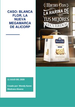 CASO: BLANCA 
FLOR, LA 
NUEVA 
MEGAMARCA 
DE ALICORP 
 
11 JULIO DEL 2020 
 
Creado por: Wendy Karen 
Medra