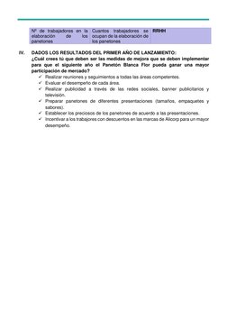 Nº de trabajadores en la 
elaboración 
de 
los 
panetones 
Cuantos trabajadores se 
ocupan de la elaboración de 
los pane