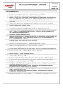 MANUAL DE ORGANIZACIÓN Y FUNCIONES
GG-01-05-22
Versión 03
Página   2 / 3
FUNCIONES ESPECÍFICAS
A.
Revisión por los comprobant