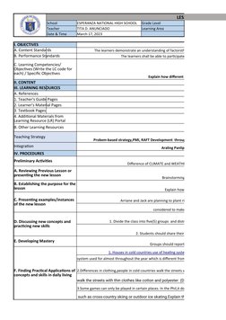 Grade 9 Climate Change Lesson Plan | PDF | Learning | Lesson Plan
