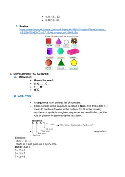 Grade 5 Lesson Plan: Sequences | PDF | Learning | Sequence