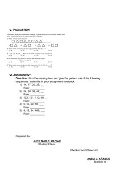 Grade 5 Lesson Plan: Sequences | PDF | Learning | Sequence