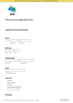 Personal Loan Application Form Template | PDF | Loans | Credit