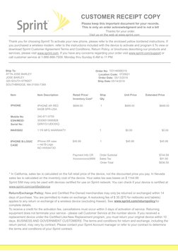 CUSTOMER RECEIPT COPY
Please keep this important document for your records.
This is only an order acknowledgment and is not a