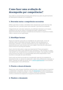 Como fazer uma avaliação de 
desempenho por competências?
Aqui estão os componentes principais para otimizar seu plano de ger