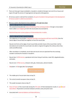 EL Husseiny's Essentials for USMLE step 1 
            Neurology 
 
 
 
3 
 
 
 
▪ 
There are three germ layers (endoderm, me