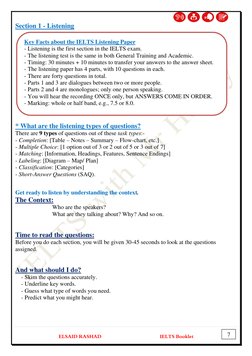 ELSAID RASHAD                                               IELTS Booklet
 
Listening
 -
Section 1