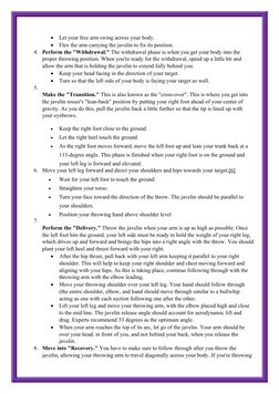 
Let your free arm swing across your body.

Flex the arm carrying the javelin to fix its position.
4. Perform the "Withdraw