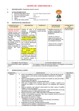 SESIÓN DE APRENDIZAJE 1
I.
DENOMINACIÓN:
 
   Organizamos nuestros sectores. 
II.
DATOS INFORMATIVOS
 
 

INSTITUCIÓN EDUCAT