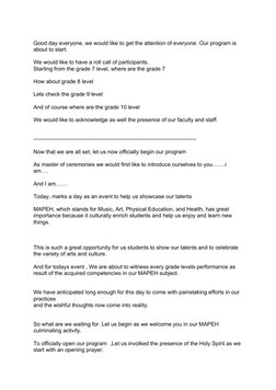 MAPEH Culminating Activity Script | PDF | Art