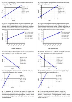 01. (SAEPE). Observe abaixo o esboço do gráfico de uma função 
polinomial do 1º grau f:R→R.
A) f(x) = x + 4.
B) f(x) =x – 4.A