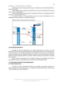 10
Geólogo - Geraldo Fábio E. Rabêlo
• Rebaixamento do nível da água dentro do poço é a distância entre o Nível Estático (NE)