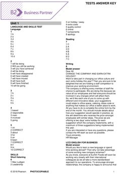 Business Partner b2 Unit Tests Answer Key | PDF | Supply Chain | Recession