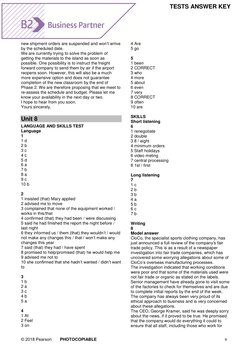 Business Partner b2 Unit Tests Answer Key | PDF | Supply Chain | Recession