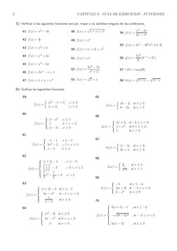 2
CAPÍTULO 8. GUIA DE EJERCICIOS - FUNCIONES
C) Veriﬁcar si las siguientes funciones son par, impar o no satisface ninguna de