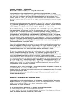Líquidos inflamables y combustibles
Electricidad estática en el traspase de líquidos inflamables.
La generación de cargas ele