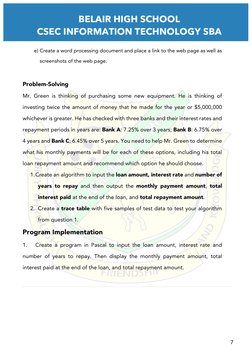 BELAIR HIGH SCHOOL 
CSEC INFORMATION TECHNOLOGY SBA 
 
7 
 
e) Create a word processing document and place a link to the we